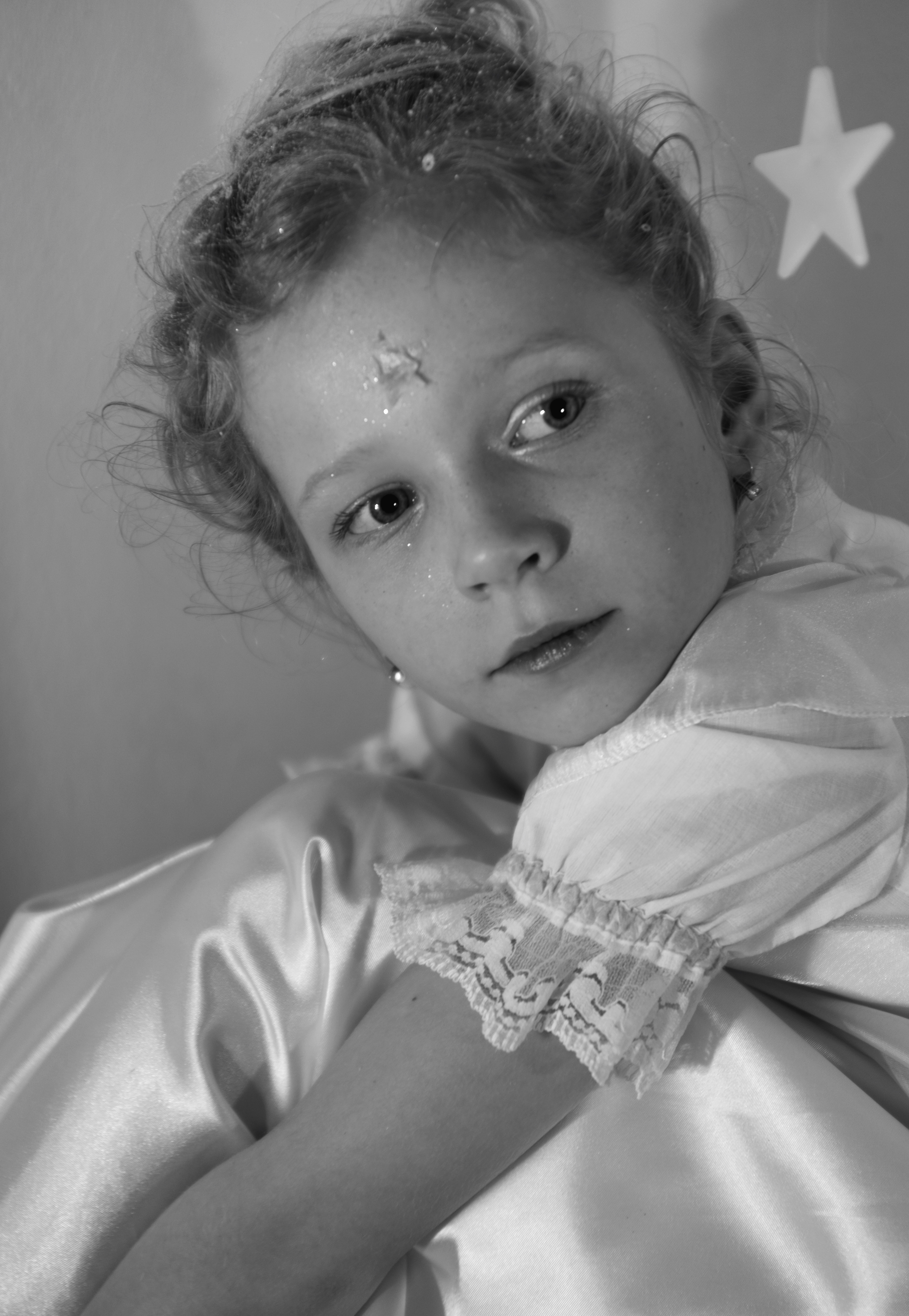 Black and white child portrait, Slovak girl.
